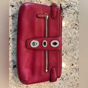 Gorgeous red leather Coach wristlet wallet clutch